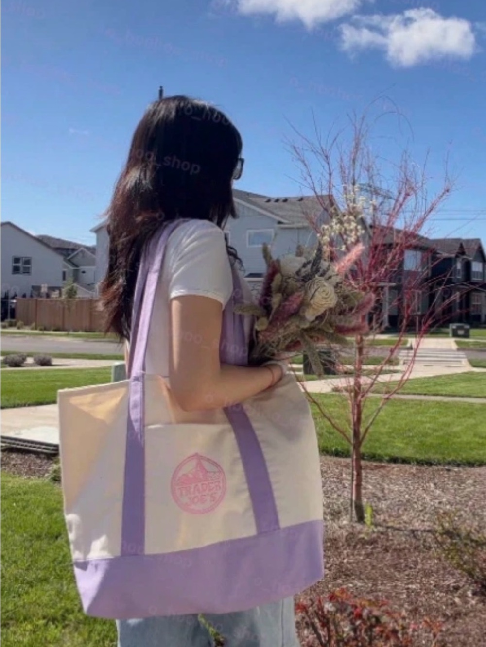 NWT Canvas Tote Bag with Lavender Accents - Casual Women’s Shoulder Bag